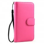 Wholesale Samsung Galaxy S5 Premium Flip Leather Wallet Case w Stand (Hot Pink)